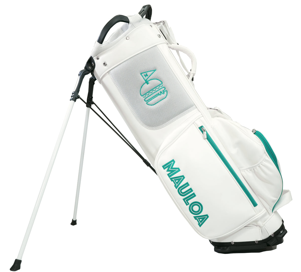 送料無料 限定品 MAULOA GOLF スタンド キャディバッグ ゴルフ ユニセックス MAULOA スタンドキャディーバッグ ホワイト×グリーン